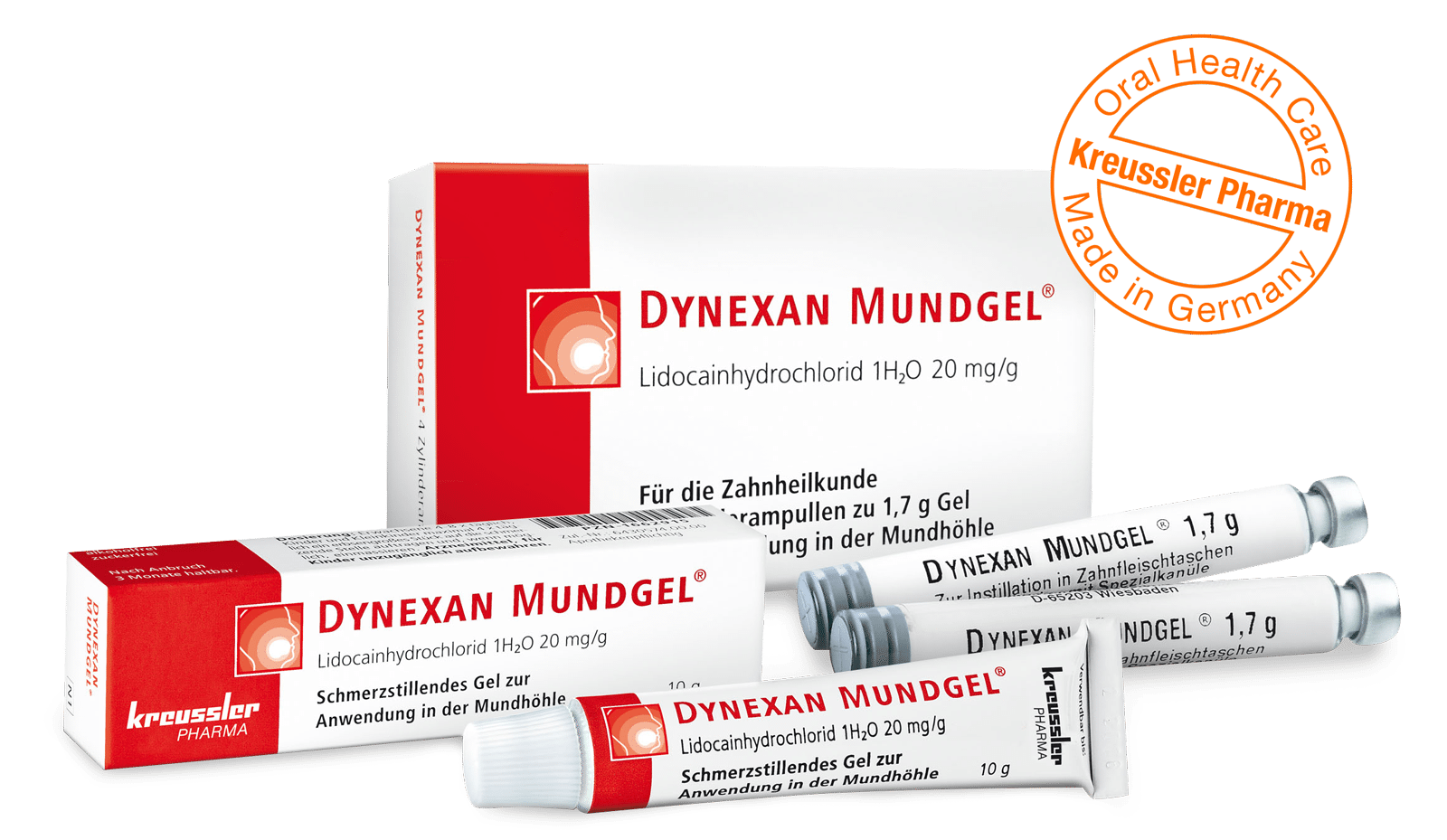 Kreussler Pharma - DYNEXAN MOUTH GEL - Tube and cylindrical ampoules